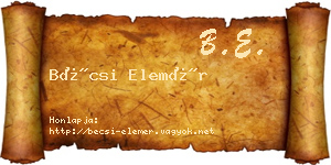 Bécsi Elemér névjegykártya